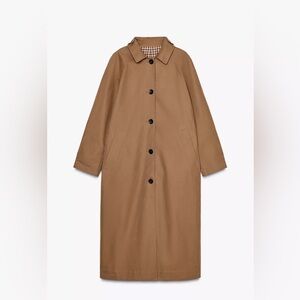 Zara Tan Single-Breasted Trench Coat